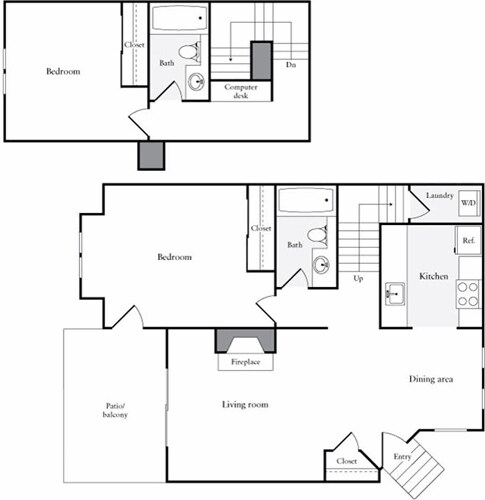 2 Beds • 2 Bath 245 floor plan